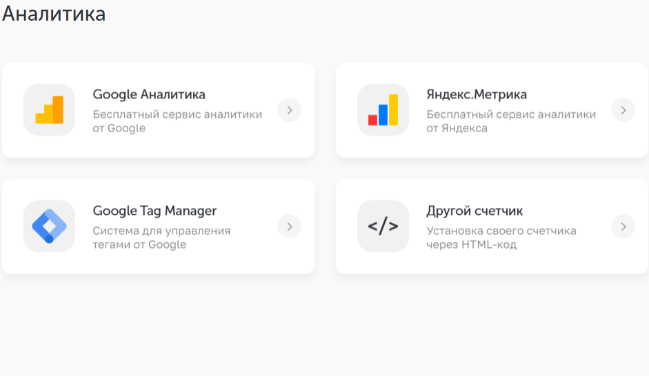 Раздел аналитики в панели управления